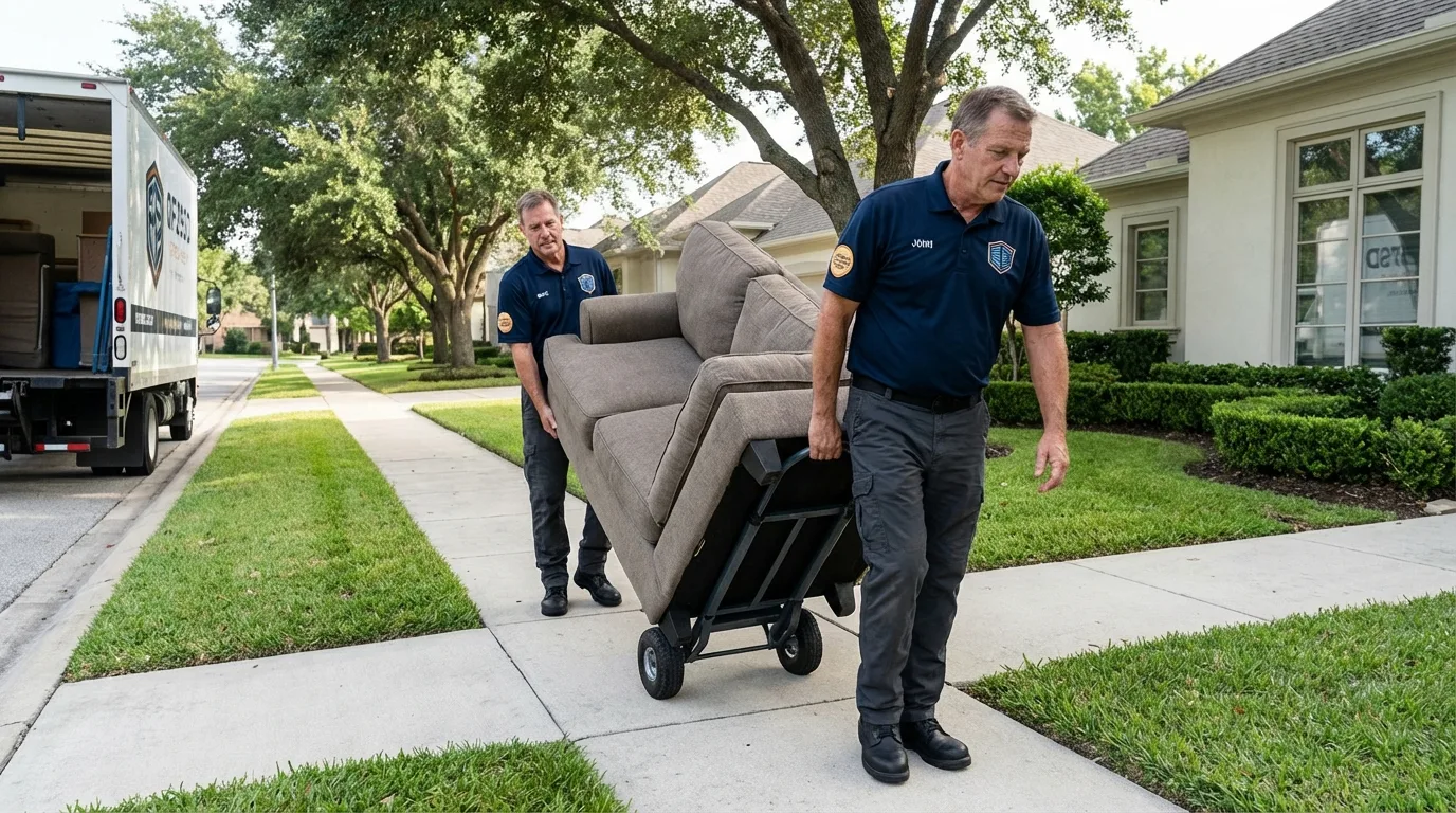 Local residential moving crew loading furniture in New Brighton, PA