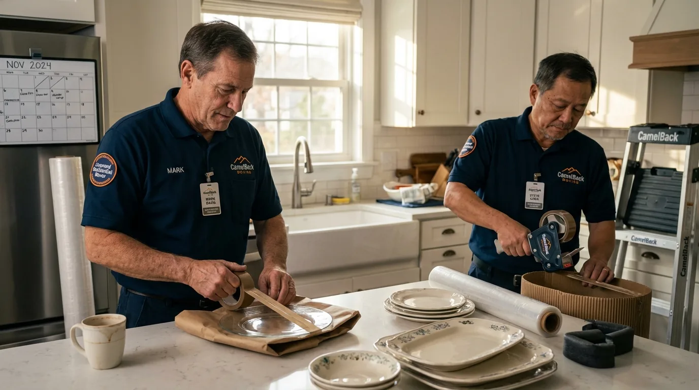 Professional crew packing kitchen dishware in New Brighton, PA
